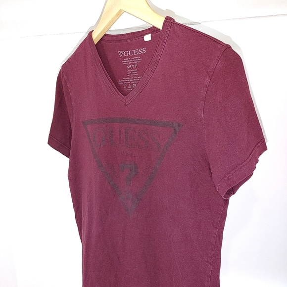 Guess | Dark red womens t shirt with logo - Picture 4 of 8